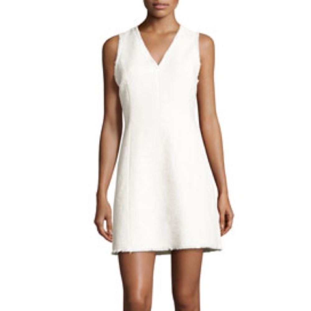 Rebecca Taylor White Tweed V Neck Dress Size 2